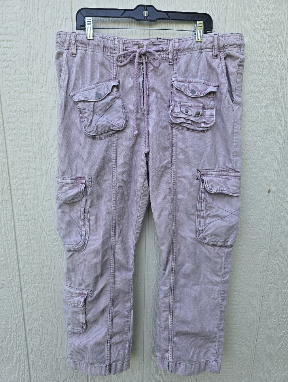 Free People Tahiti Pull On Cargo Pants Drawstring Womens L Pink Salt
